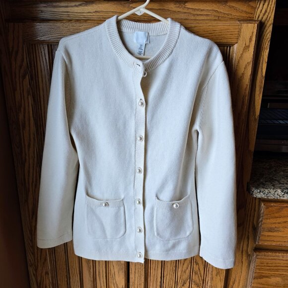 H&M Winter White Cardigan, Pearl Buttons, NWT size Small - Picture 7 of 13